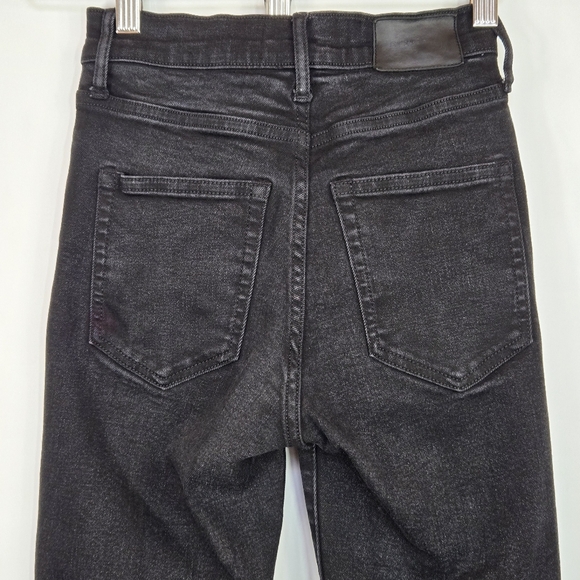 Everlane High Rise Slim Straight Cigarette Jeans 24 Ankle Length Stretch Black - Picture 7 of 13